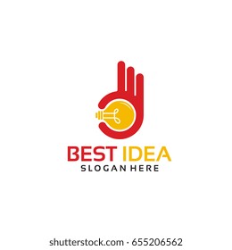 Best Idea Logo Template with Hand Gesture vector illustration