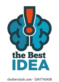 Mejor logotipo de idea con cerebro y signo de exclamación de himan
