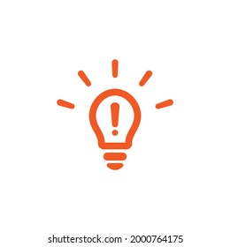 Best idea sign. Green bulb with rays and exclamation. Icon isolated on white. Electric Light icon. Brainstorm, creative, marketing concept. New technology. Eco Idea. Vector illustration.