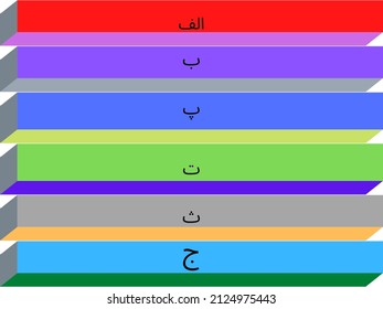Best illustrative urdu letters vector in different colours of bar