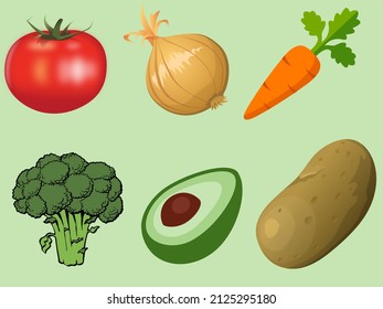 Best illustrative vegetables vector with green background 