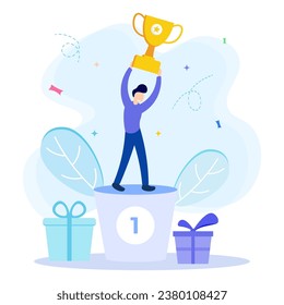 Best individual award flat style vector illustration. Career, successful projects, goals, winning plans, competitions. Creative design suitable for web banners, business materials.