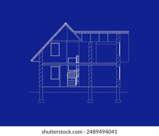 El mejor fondo arquitectónico interesante. Casa de corte transversal. Vector plano.