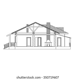 Best interesting architectural background. Incision house. Vector illustration.