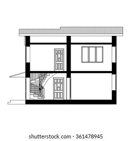 Best interesting architectural background. Vector illustration. Section of the house.