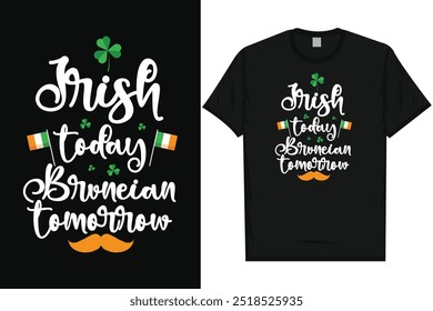 Mejor día irlandés de San Patricio Día irlandés del festival Beber cerveza en el amor Irlanda Hoja verde Shamrock Suerte de vacaciones Tipografía Gráficos Diseño de la camiseta