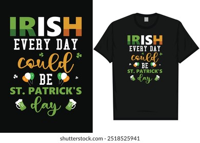 Mejor día irlandés de San Patricio Día irlandés del festival Beber cerveza en el amor Irlanda Hoja verde Shamrock Suerte de vacaciones Tipografía Gráficos Diseño de la camiseta