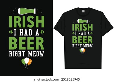 Mejor día irlandés de San Patricio Día irlandés del festival Beber cerveza en el amor Irlanda Hoja verde Shamrock Suerte de vacaciones Tipografía Gráficos Diseño de la camiseta