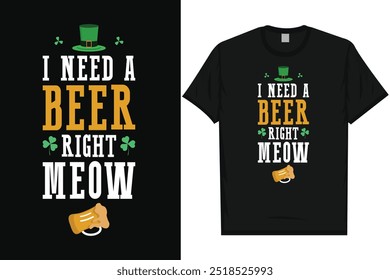 Mejor día irlandés de San Patricio Día irlandés del festival Beber cerveza en el amor Irlanda Hoja verde Shamrock Suerte de vacaciones Tipografía Gráficos Diseño de la camiseta