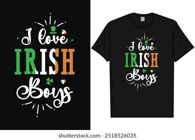 Mejor día irlandés de San Patricio Día irlandés del festival Beber cerveza en el amor Irlanda Hoja verde Shamrock Suerte de vacaciones Tipografía Gráficos Diseño de la camiseta