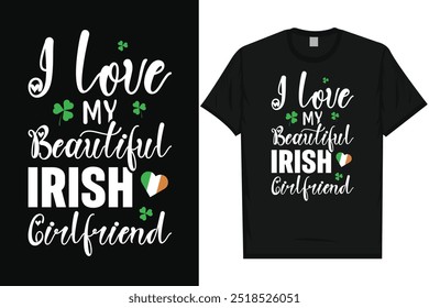 Mejor día irlandés de San Patricio Día irlandés del festival Beber cerveza en el amor Irlanda Hoja verde Shamrock Suerte de vacaciones Tipografía Gráficos Diseño de la camiseta