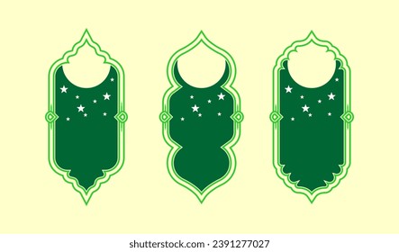 Best islamic vector shape of a window or door arch. Arab frame set. Ramadan kareem silhouette icon. Mosque gate. Islamic arabesque pattern. Arabian muslim shape arch. islamic art