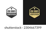 Best ISO 9001 label or ISO 9001 mark vector isolated in flat style. The International Organization for Standardization. iso 9001 label or seal for ISO certified and high quality products.