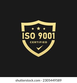 Best iso 9001 label or iso 9001 sign vector isolated in flat style. The International Organization for Standardization. Best iso 9001 label or seal for ISO certified and high quality products.