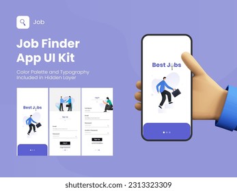 Best Job Seeker or Finder App UI Kit with Multiple Screens for Mobile Application and Responsive Website.