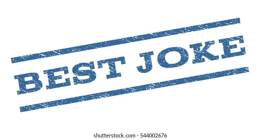 Best Joke watermark stamp. Text tag between parallel lines with grunge design style. Rubber seal stamp with unclean texture. Vector cobalt blue color ink imprint on a white background.