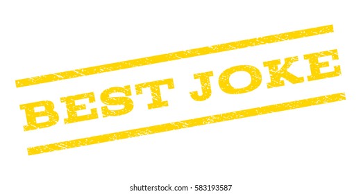 Best Joke watermark stamp. Text tag between parallel lines with grunge design style. Rubber seal stamp with dirty texture. Vector yellow color ink imprint on a white background.