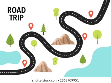 Best Journey Route. Road trip concept vector illustration on white background.