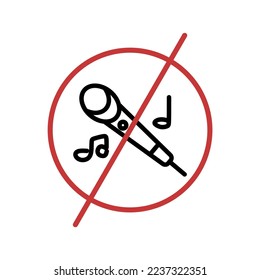 The best karaoke or microphone forbidden sign, vector illustration in trendy style, from new year icons collection, isolated on white background. Editable graphic resources for many purposes.