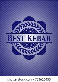 Best Kebab badge with denim background