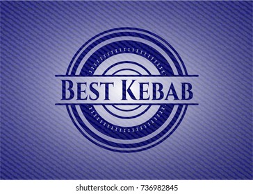 Best Kebab badge with denim background
