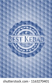 Best Kebab blue badge with geometric pattern.