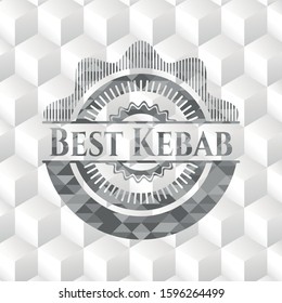 Best Kebab grey badge with geometric cube white background