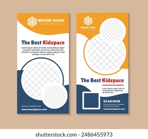 the best kidspace posters set. Colorful templates with  space for  photo collage in circle shape. Design elements for covers, social networks. flat vector collection isolated on white background