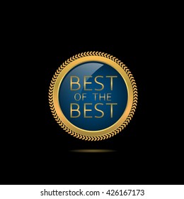 Best of the best label. Golden badge with stars and crown, Business concept