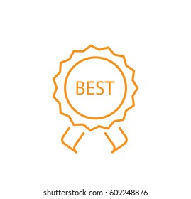 Best label icon. Linear style. Isolated vector.
