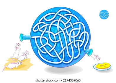 Best Labyrinths. Help The Lab Mouse Find The Way To The Cheese. Logic Puzzle Game. Brain Teaser Book With Maze. Kids Activity Sheet. Educational Page. Play Online. IQ Test. Vector Illustration.