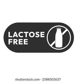 Best Lactose free label or Lactose free logo vector isolated in flat style. Lactose free label vector for product packaging design element. Lactose free logo for packaging design.