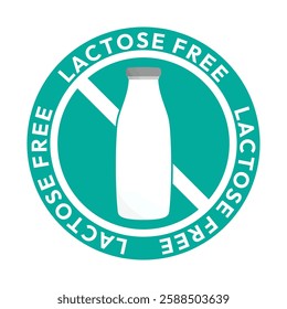 Best Lactose free label or Lactose free logo vector isolated in flat style. Lactose free label vector for product packaging design element. Lactose free logo for packaging design.