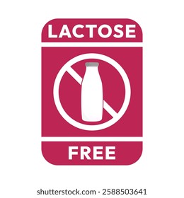 Best Lactose free label or Lactose free logo vector isolated in flat style. Lactose free label vector for product packaging design element. Lactose free logo for packaging design.