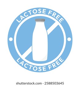 Best Lactose free label or Lactose free logo vector isolated in flat style. Lactose free label vector for product packaging design element. Lactose free logo for packaging design.