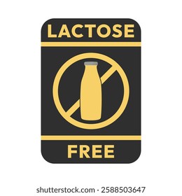 Best Lactose free label or Lactose free logo vector isolated in flat style. Lactose free label vector for product packaging design element. Lactose free logo for packaging design.