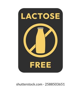 Best Lactose free label or Lactose free logo vector isolated in flat style. Lactose free label vector for product packaging design element. Lactose free logo for packaging design.