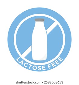 Best Lactose free label or Lactose free logo vector isolated in flat style. Lactose free label vector for product packaging design element. Lactose free logo for packaging design.