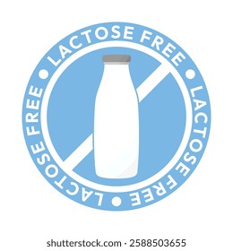 Best Lactose free label or Lactose free logo vector isolated in flat style. Lactose free label vector for product packaging design element. Lactose free logo for packaging design.