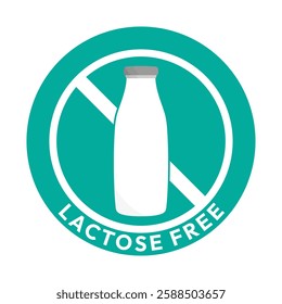 Best Lactose free label or Lactose free logo vector isolated in flat style. Lactose free label vector for product packaging design element. Lactose free logo for packaging design.