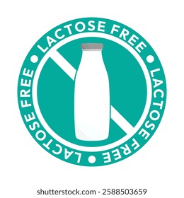 Best Lactose free label or Lactose free logo vector isolated in flat style. Lactose free label vector for product packaging design element. Lactose free logo for packaging design.