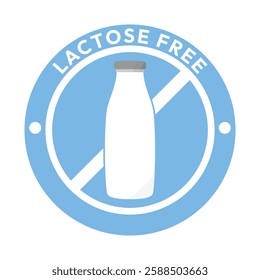 Best Lactose free label or Lactose free logo vector isolated in flat style. Lactose free label vector for product packaging design element. Lactose free logo for packaging design.