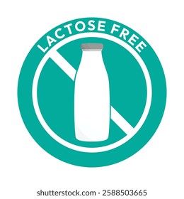 Best Lactose free label or Lactose free logo vector isolated in flat style. Lactose free label vector for product packaging design element. Lactose free logo for packaging design.