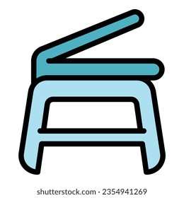 Best laptop stand icon outline vector. Desk computer. Work posture color flat