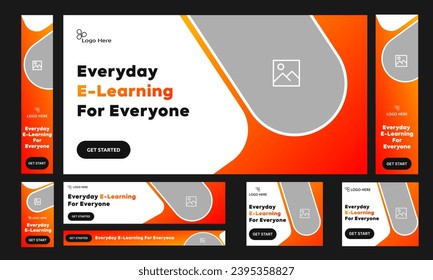 Best learning platform web set banner design for social media post, education web banner bundle design, fully editable vector eps 10 file format