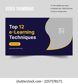 Best learning platform youtube video thumbnail cover banner design template