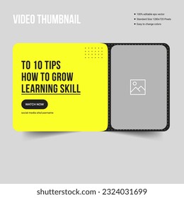 Best learning tips video thumbnail web banner template design, youtube learning thumbnail design, vector eps file format