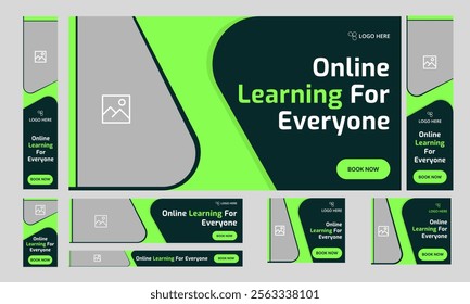 Best learning web set banner design, online education web bundle banner design, fully editable vector eps 10 file format