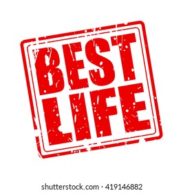BEST LIFE red stamp text on white