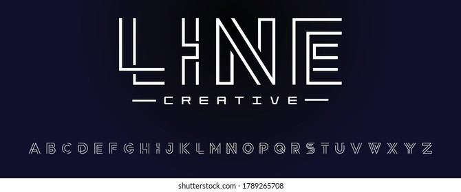 Best Line font for digital and blockchain technology. Minimal monogram slim alphabet tech fonts.